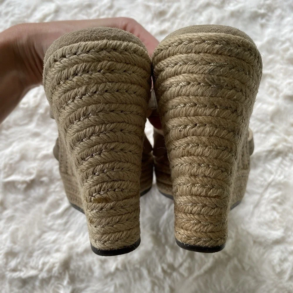 UGG Tawnie Leather Platform Espadrilles Slip On Wedge Sandals Size 8 Nautical